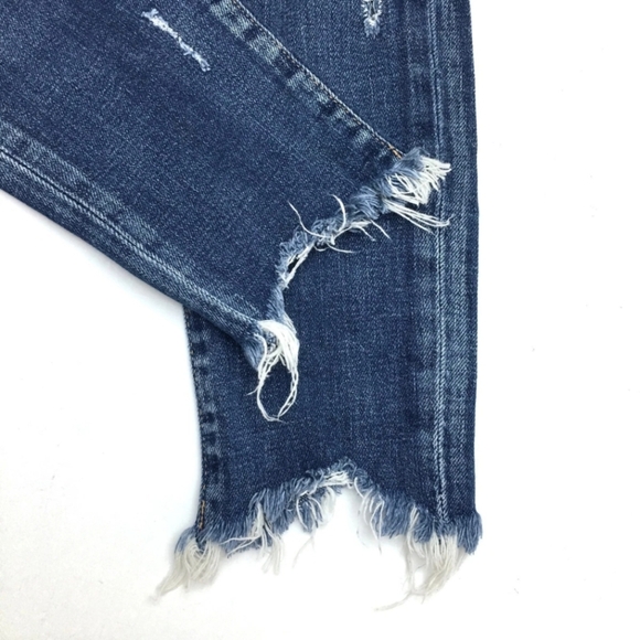 Moussy Vintage Glendele Distressed Tapered Raw Hem Ankle Skinny Denim Jeans - Picture 10 of 13